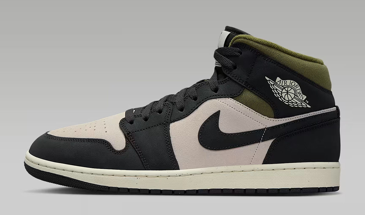 Air Jordan 1 Mid SE Light Orewood Brown Medium Olive Sail Off Noir Mens Shoes 2