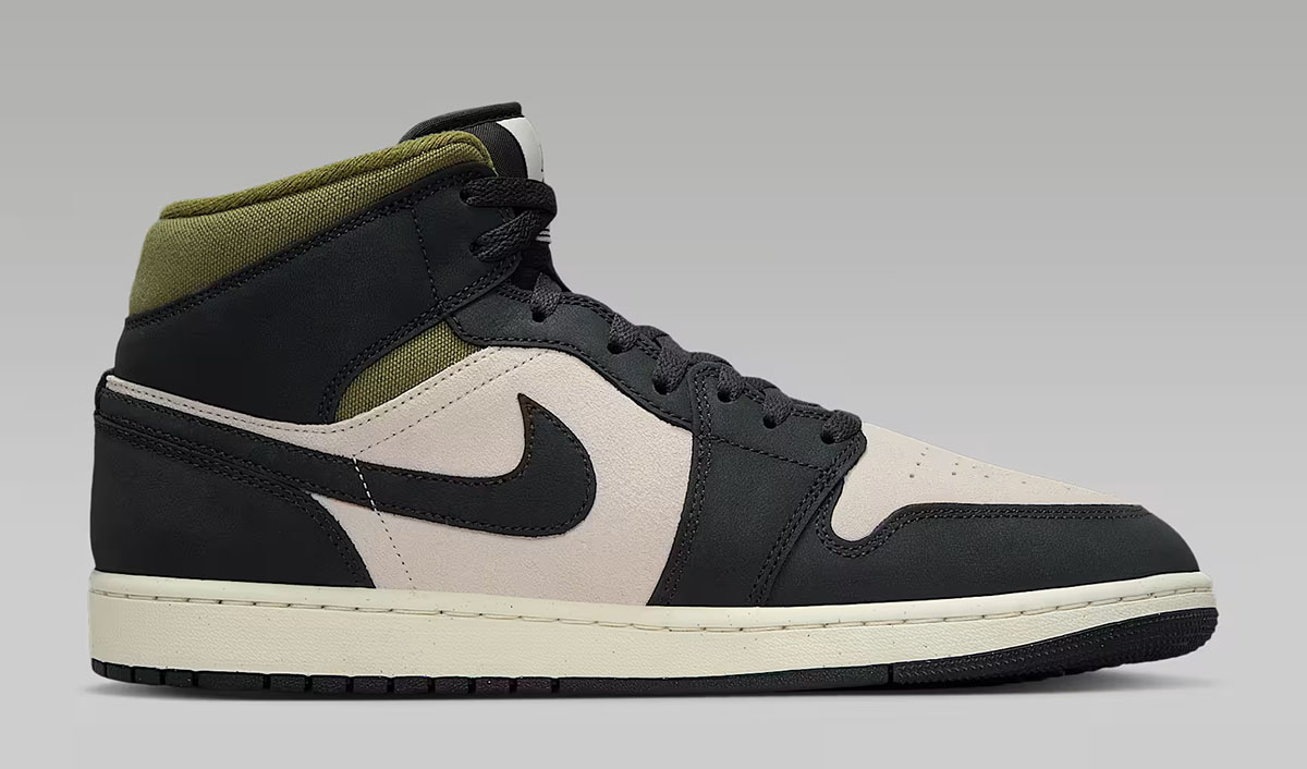 Air Jordan 1 Mid SE Light Orewood Brown Medium Olive Sail Off Noir Mens Shoes 3