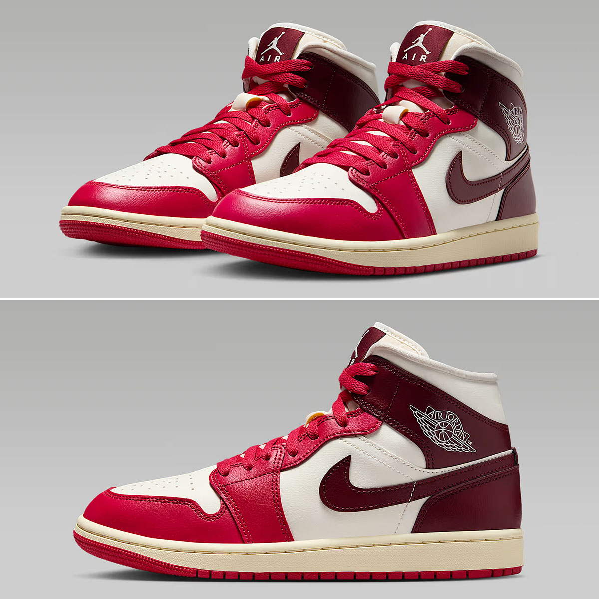 Air Jordan 1 Mid Sail Mystic Hibiscus Coconut Milk Dark Team Red Womens Shoes BQ6472-119