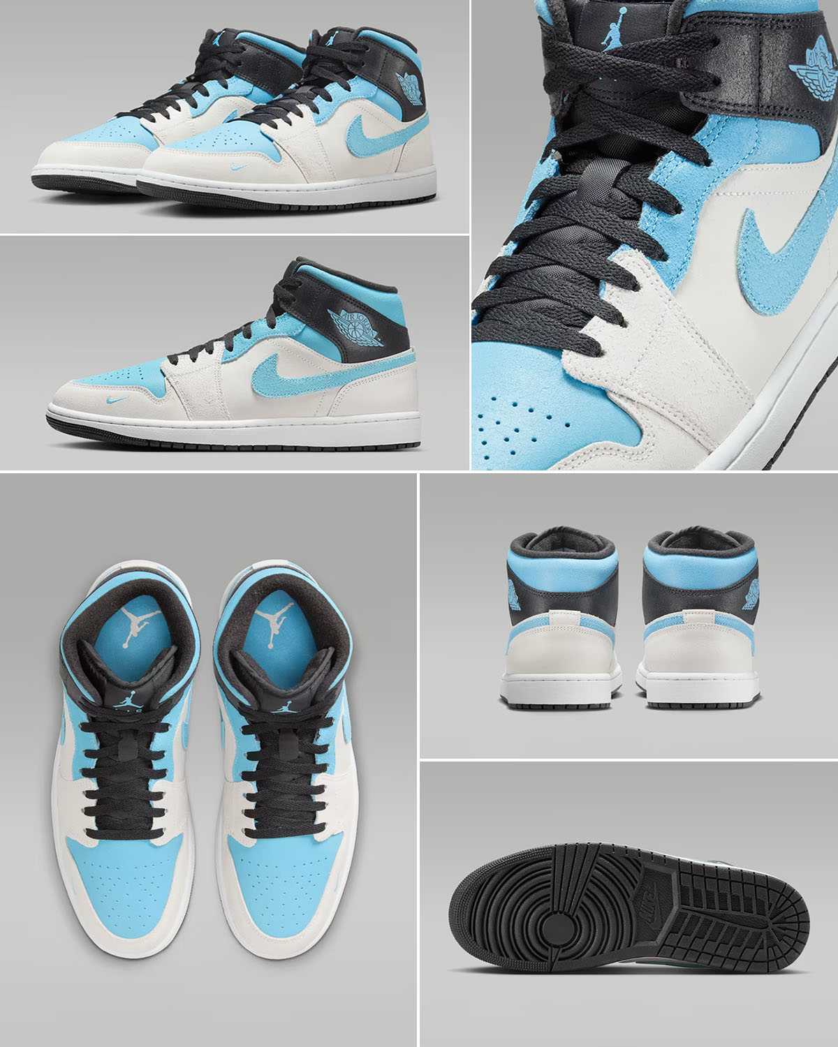 Air Jordan 1 Mid Summit White Black Blue Chill IM6567-121