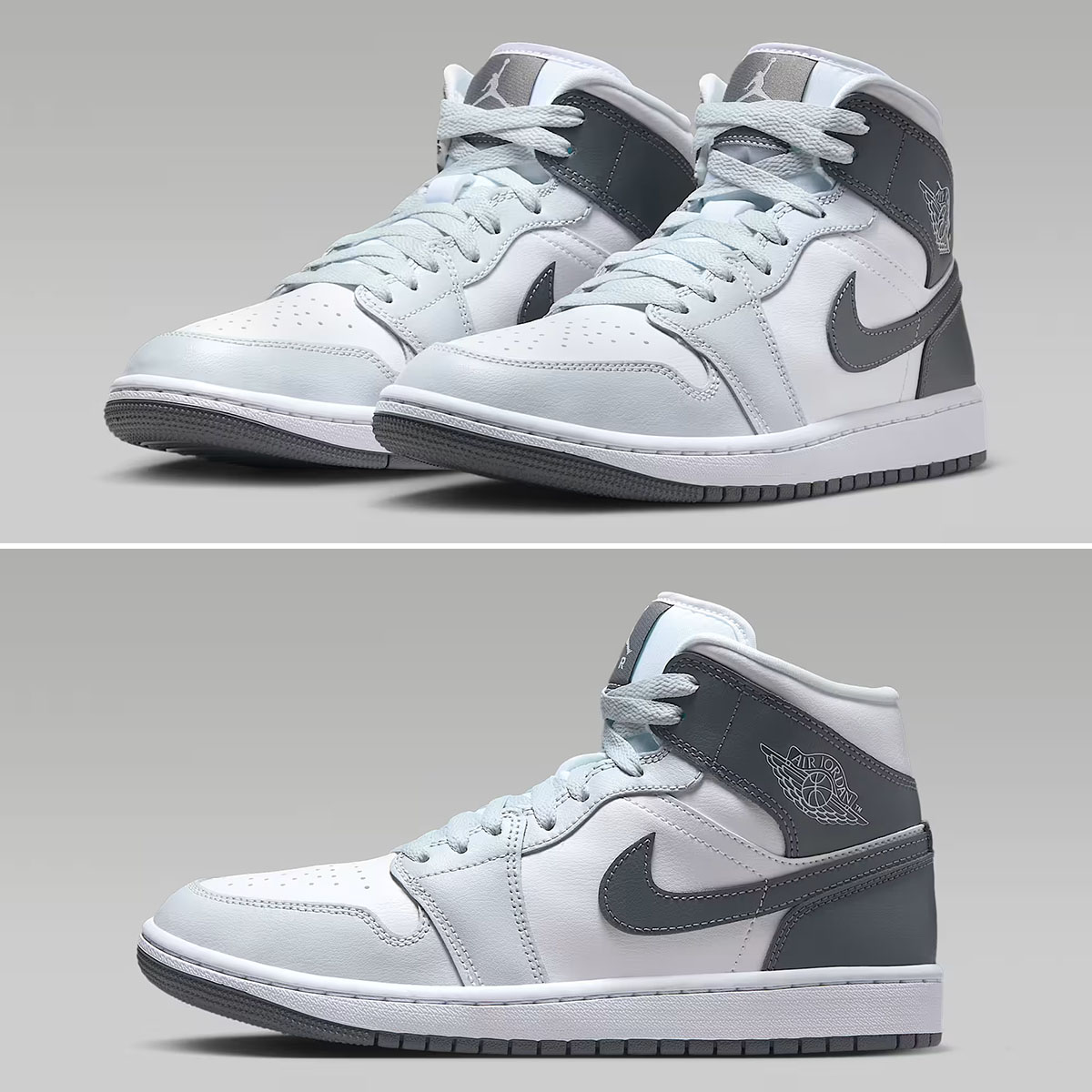 Air Jordan 1 Mid White Pure Platinum Smoke Grey Womens Shoes BQ6472-113