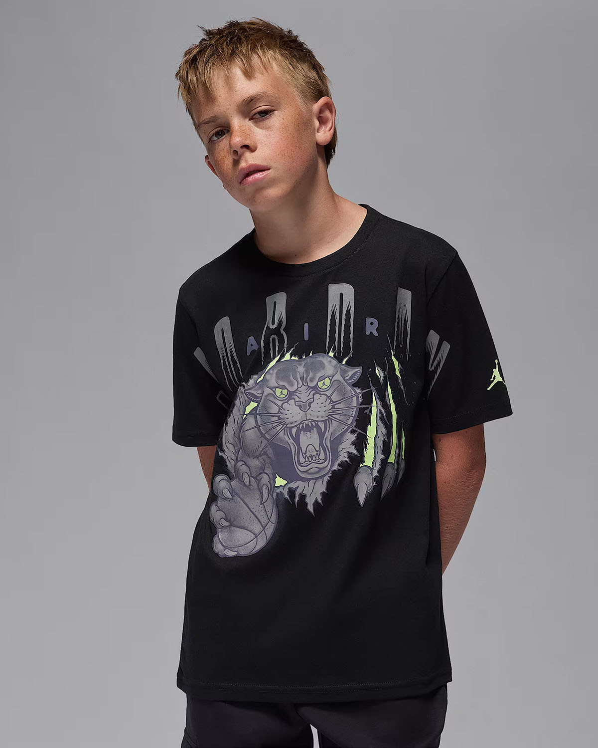 Air Jordan 11 GS Kids Inner Beast Sneaker School Boys Panther T Shirt Black 1