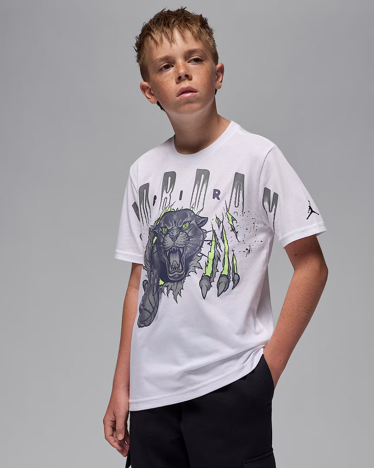 Air Jordan 11 GS Kids Inner Beast Sneaker School Boys Panther T Shirt White 1