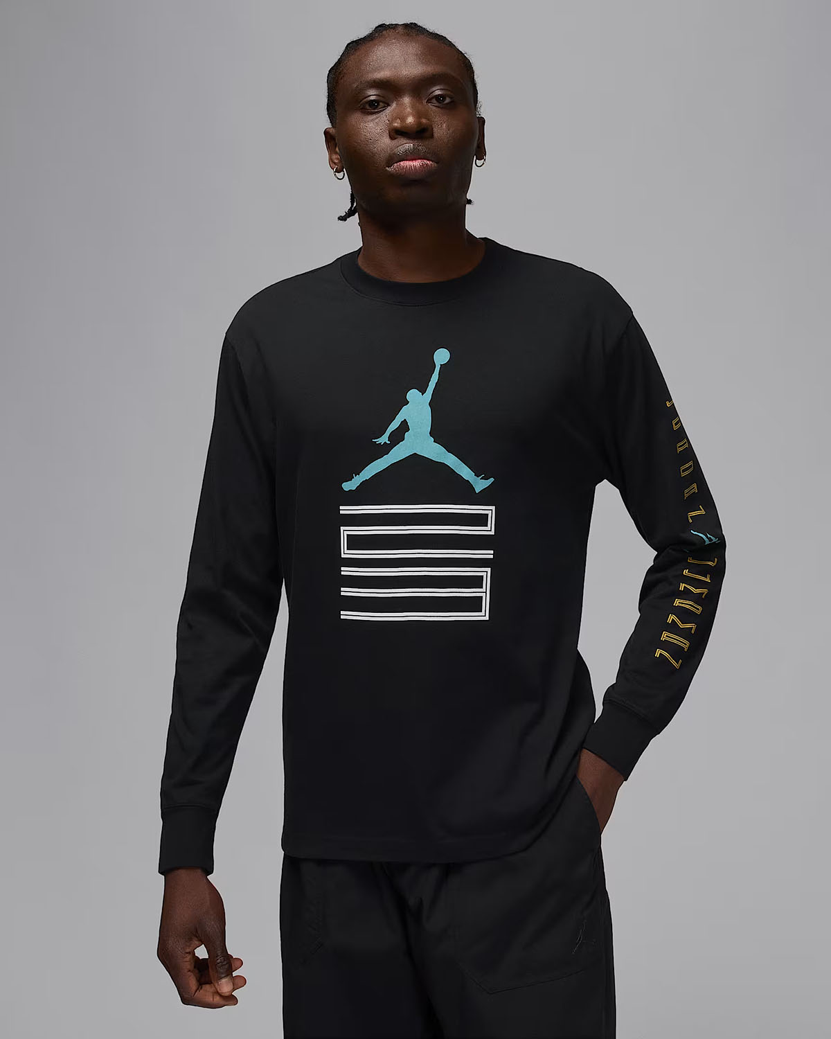 Air Jordan 11 Gamma 2025 Mens Long Sleeve T Shirt Black Gamma Blue 1