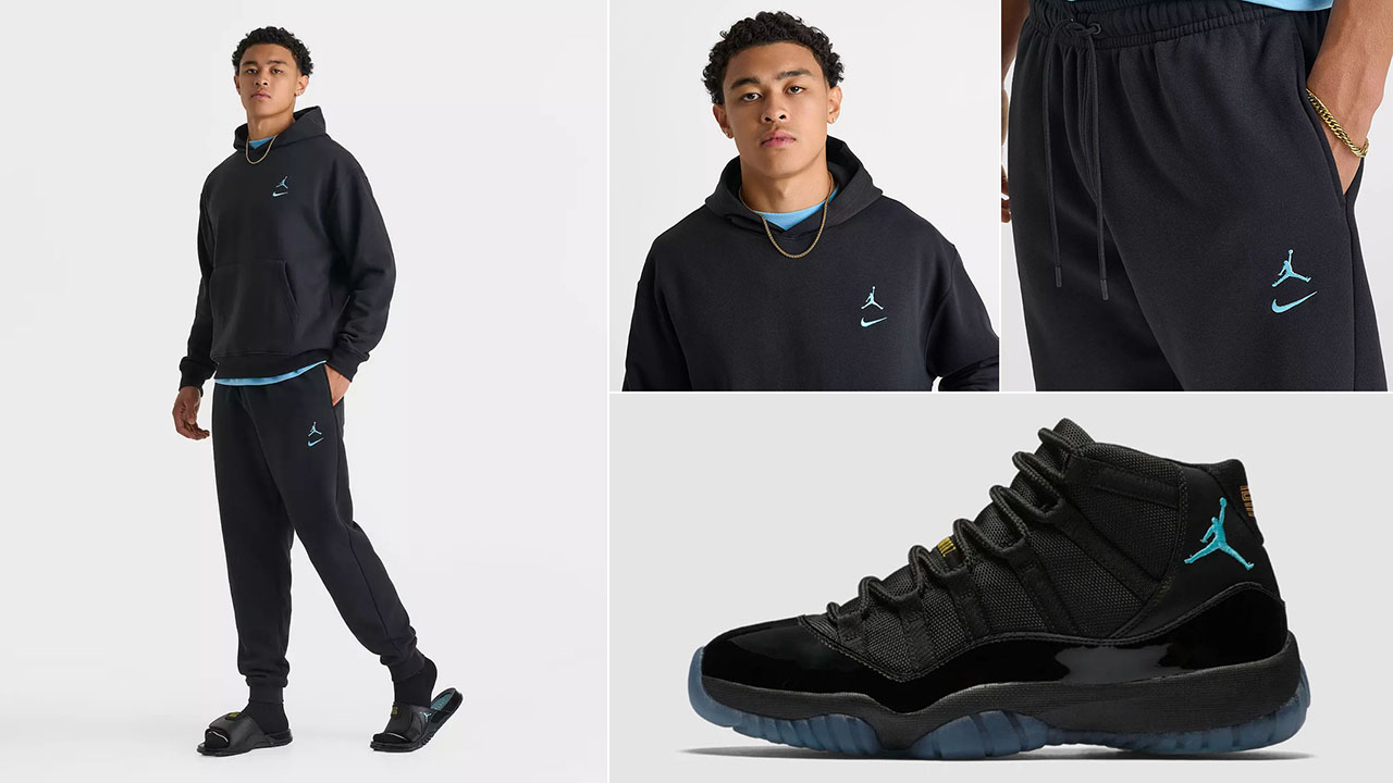 Air Jordan 11 Gamma 2025 x Jordan Brooklyn Fleece Swoosh Hoodie and Jogger Pants Mens Outfit