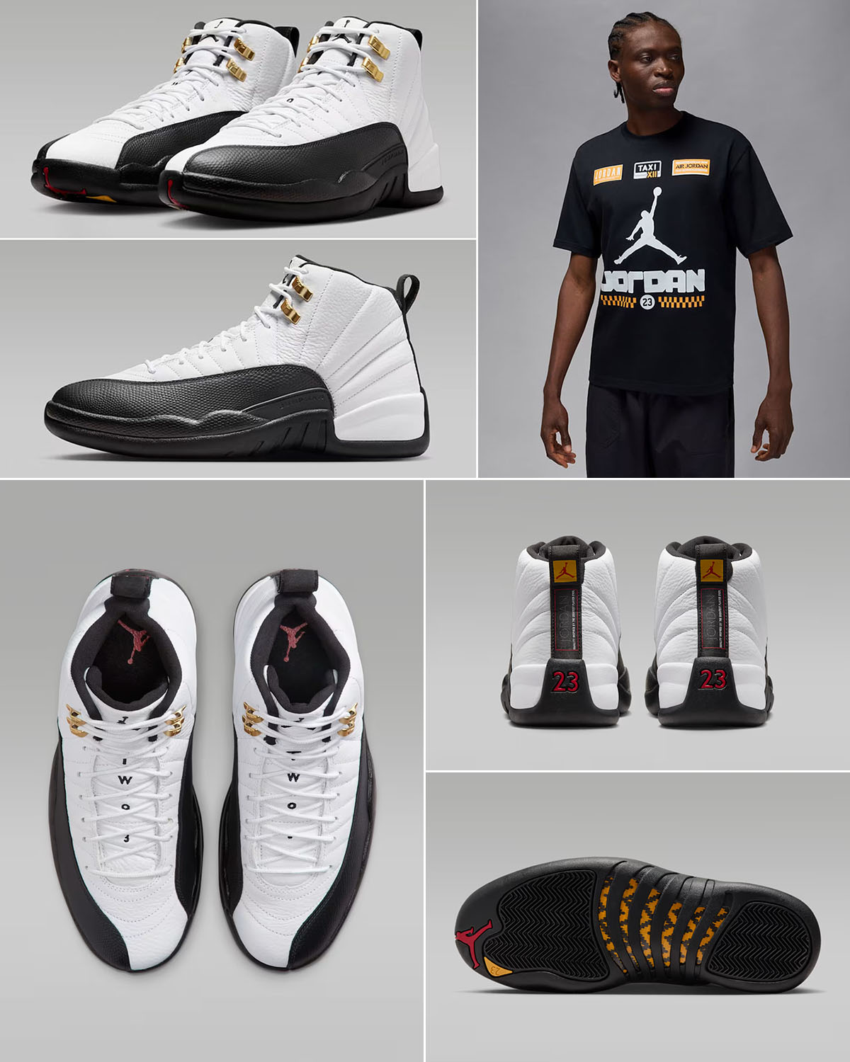 Air Jordan 12 Taxi 2025 Mens Sneakers and T Shirt