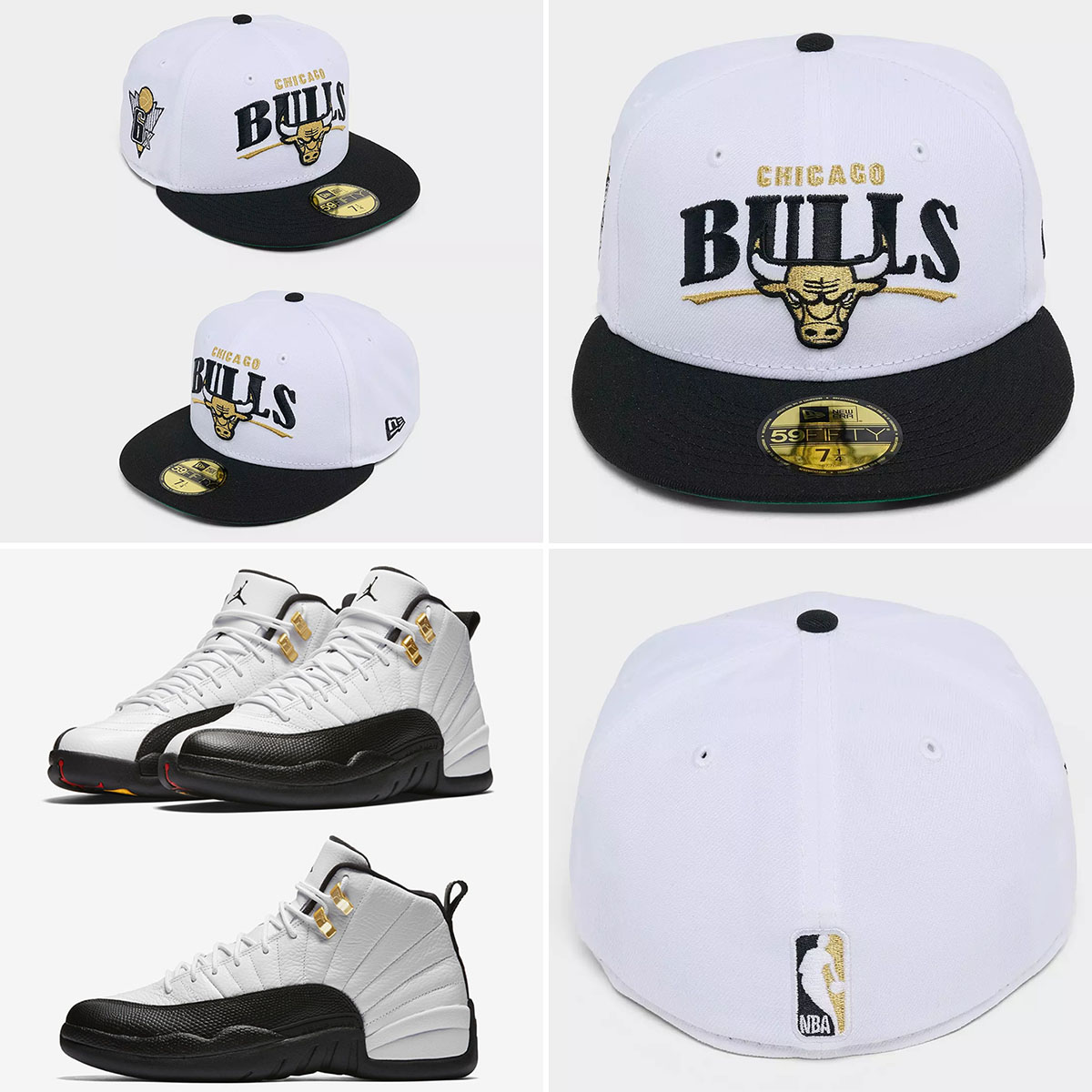 Air Jordan 12 Taxi 2025 New Era Chicago Bulls 59FIFTY Fitted Hat to Match Sneakers
