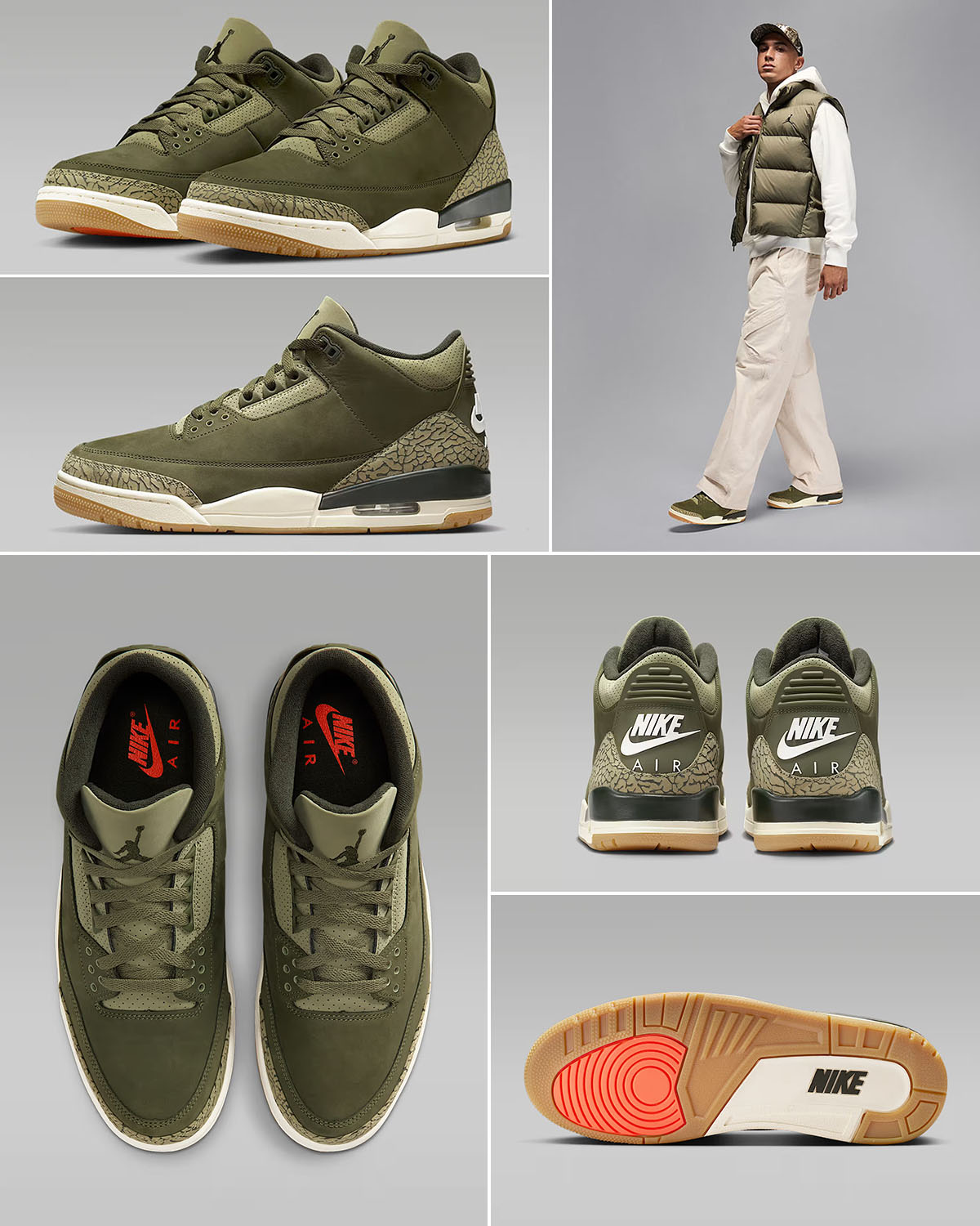 Air Jordan 3 Family Affair Medium Olive Sneakers and Matching Outfits