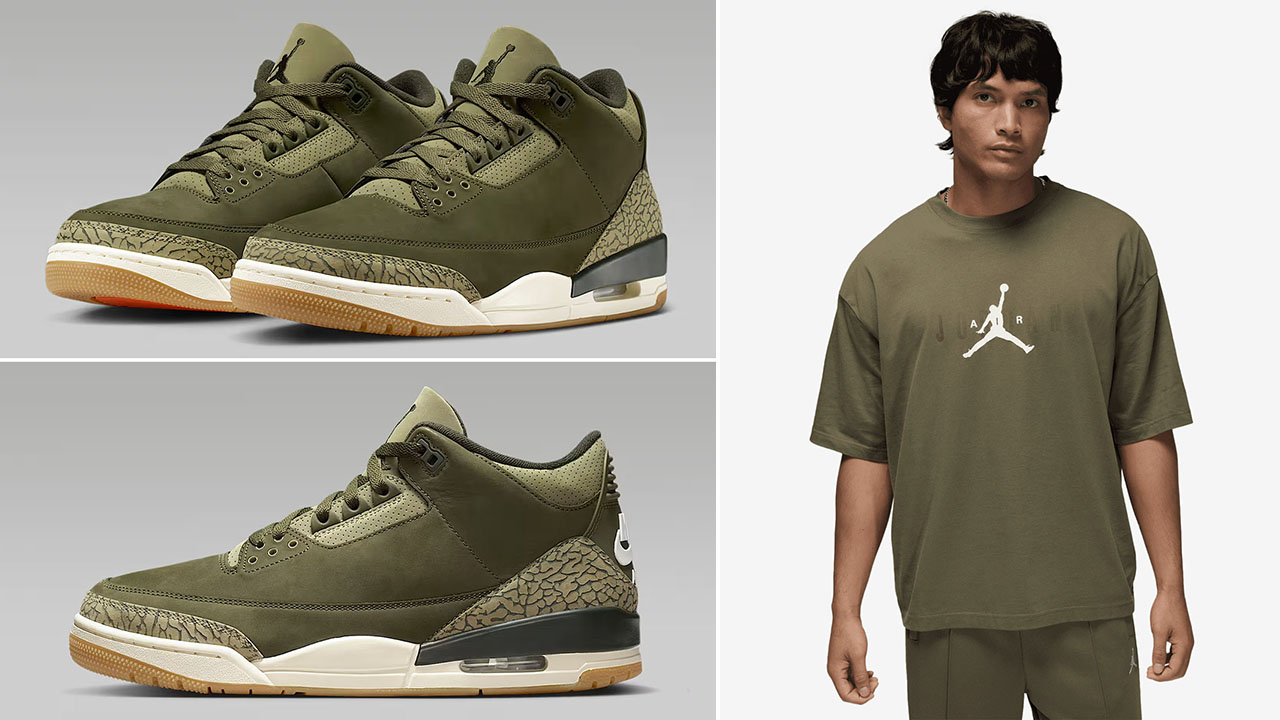 Air Jordan 3 Family Affair Medium Olive x Jordan Brooklyn Air Oversized T Shirt Outfit