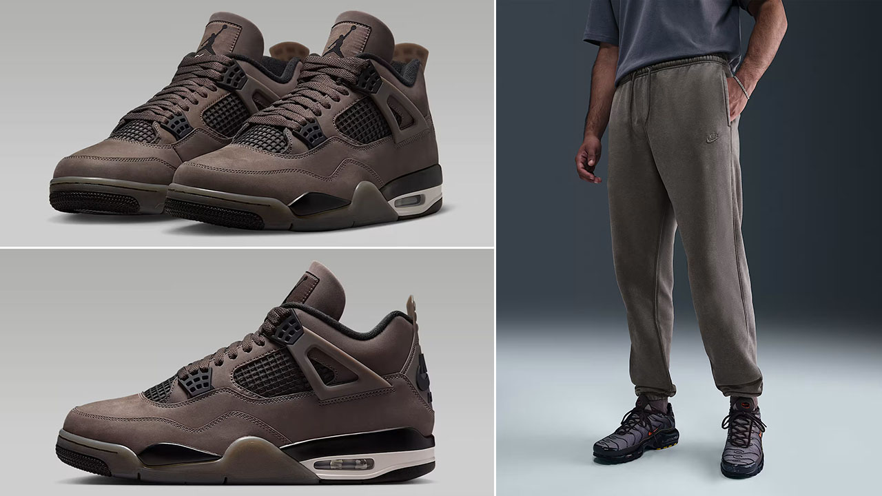 Air Jordan 4 Cave Stone Shoes x Nike Sportswear Club Mens Washed Cuffed Fleece Pants Outfit