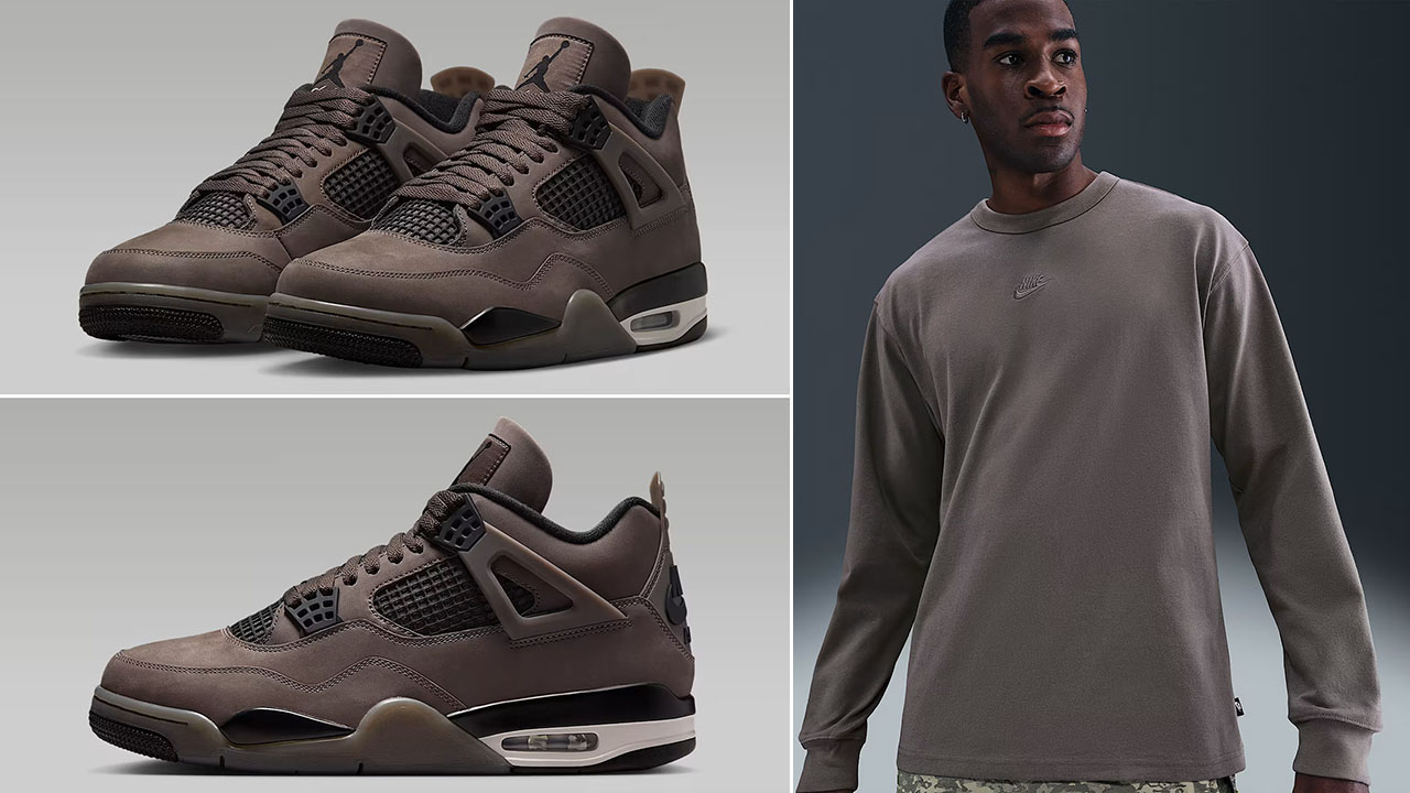 Air Jordan 4 Cave Stone Shoes x Nike Sportswear Premium Essentials Mens Long Sleeve T Shirt Outfit
