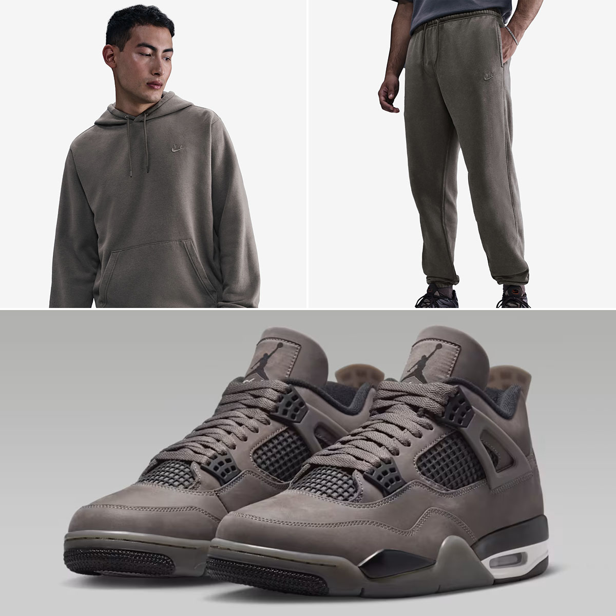 Air Jordan 4 Cave Stone x Nike Club Fleece Hoodie and Pants