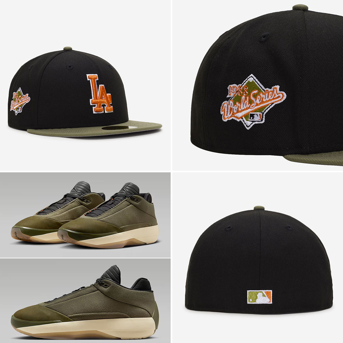 Air Jordan 40 Medium Olive Heritage Shoes x New Era 59Fifty Hats Fitted Caps