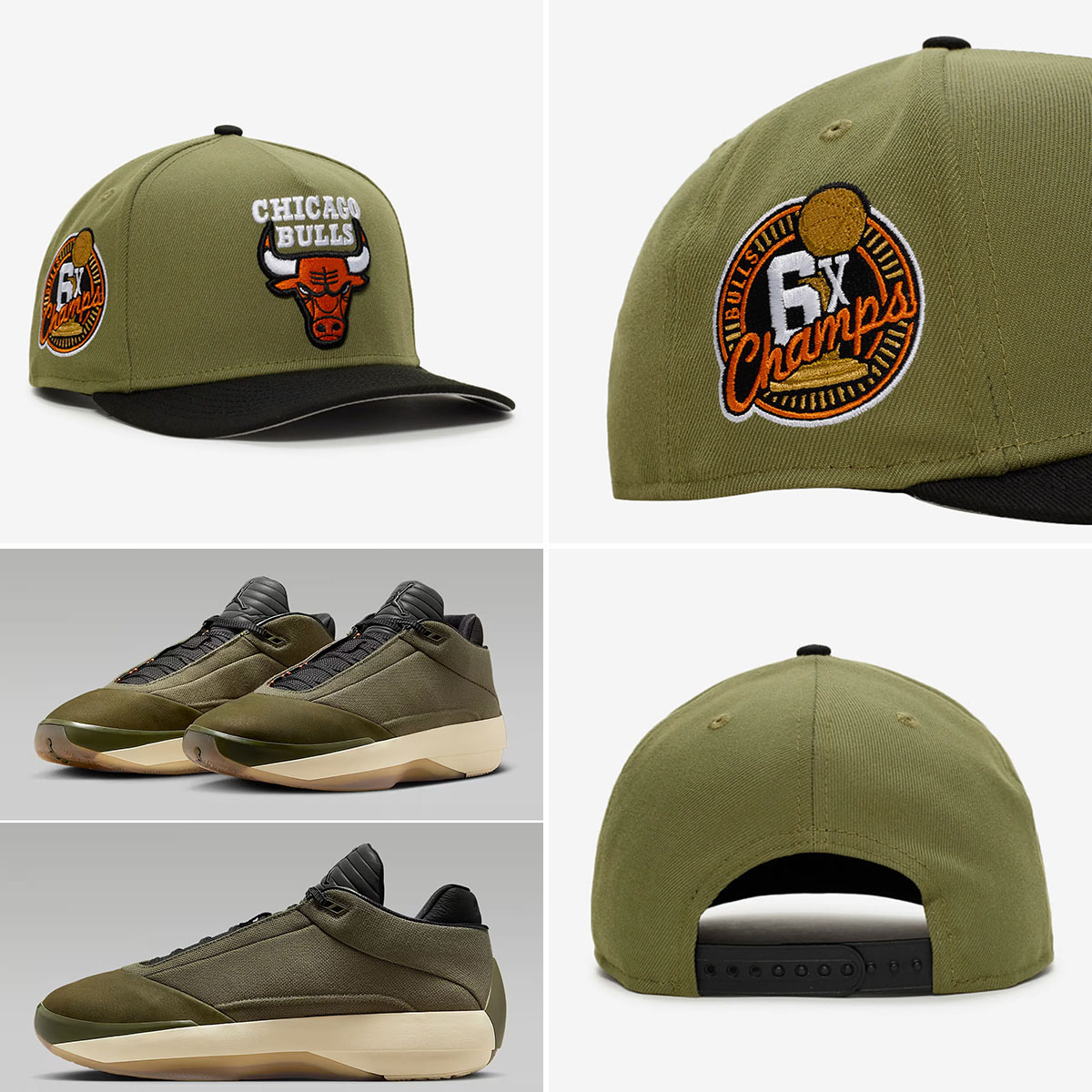 Air Jordan 40 Medium Olive Heritage Shoes x New Era A Frame Hats Snapback Caps