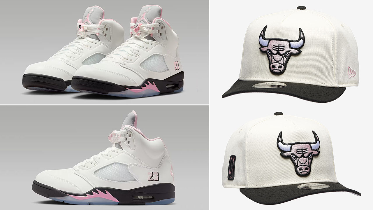 Air Jordan 5 Medium Soft Pink 35th Anniversary New Era Cap Chicago Bulls Snapback Hat
