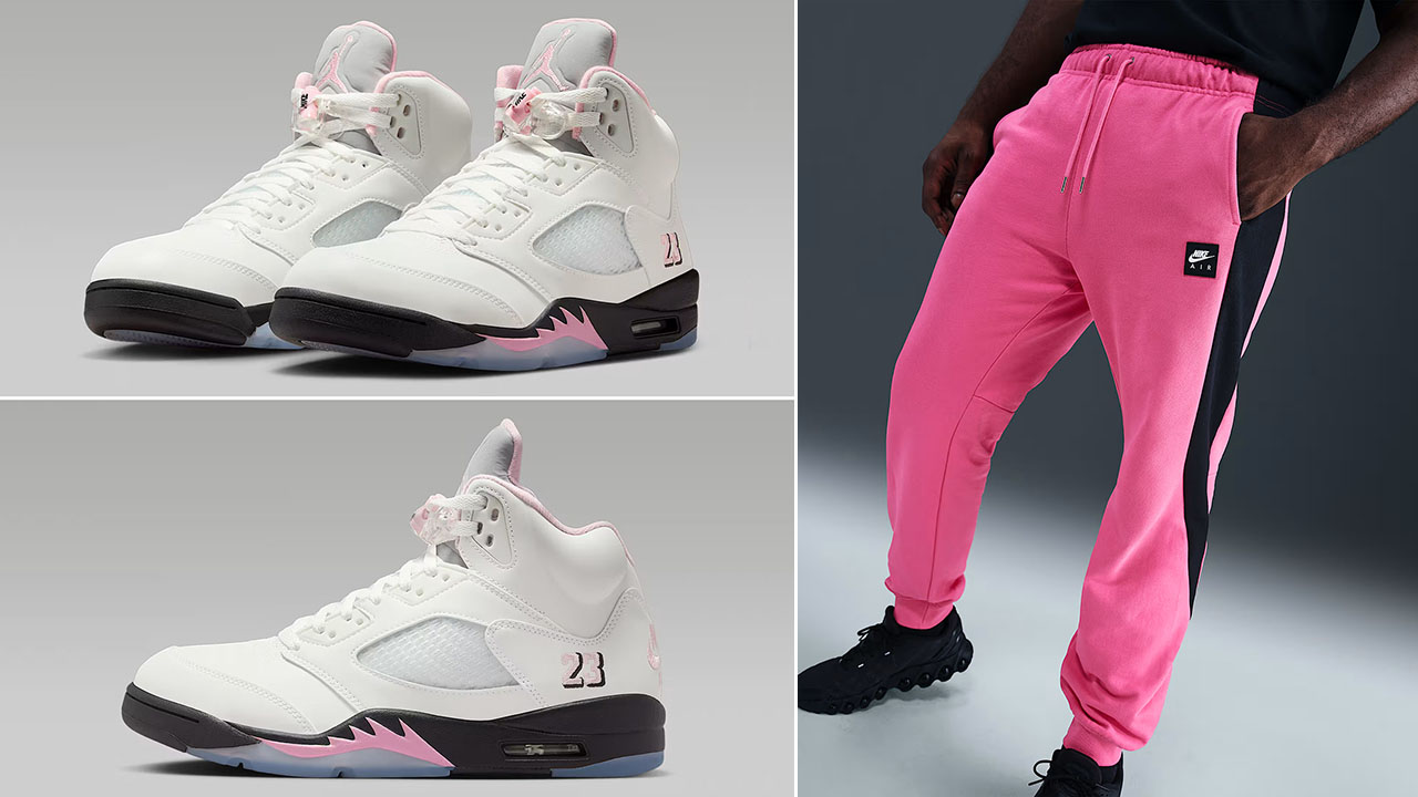 Air-Jordan-5-Medium-Soft-Pink-35th-Anniversary-x-Nike-Air-Mens-Fleece-Jogger-Pants-Outfit