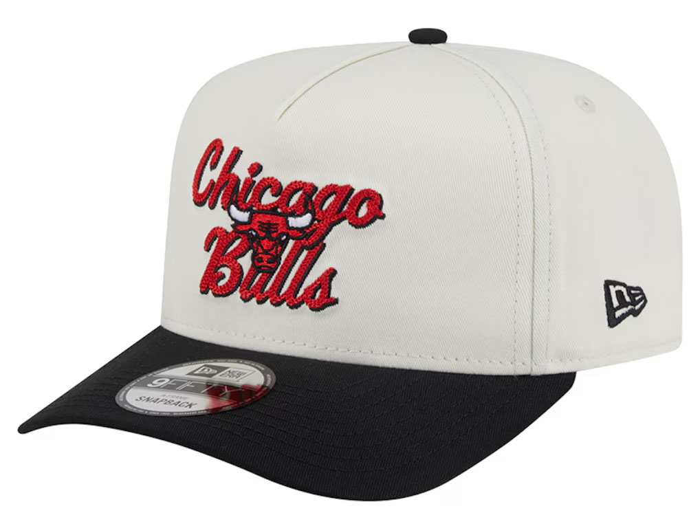 Chicago Bulls New Era Chainstitch 9FIFTY A Frame Snapback Hat Cream Black Red