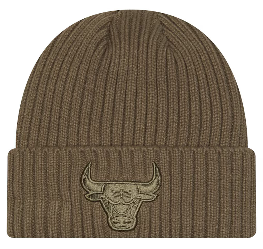 Chicago Bulls New Era Color Pack Cuffed Knit Hat Beanie Olive Green