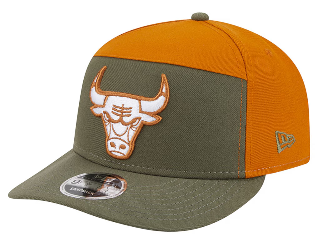 Chicago Bulls New Era Two Tone Color Pack Split Panel 9FIFTY Snapback Hat Olive Burnt Orange 1