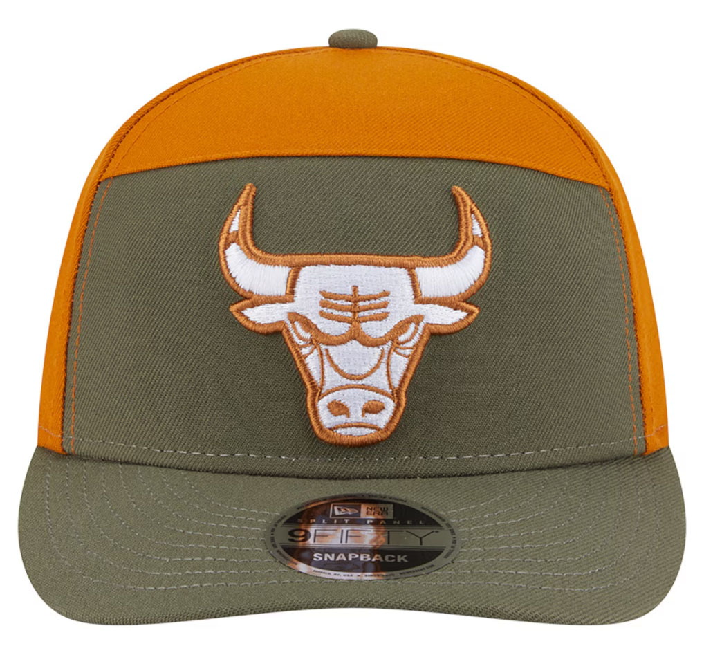 Chicago Bulls New Era Two Tone Color Pack Split Panel 9FIFTY Snapback Hat Olive Burnt Orange 2