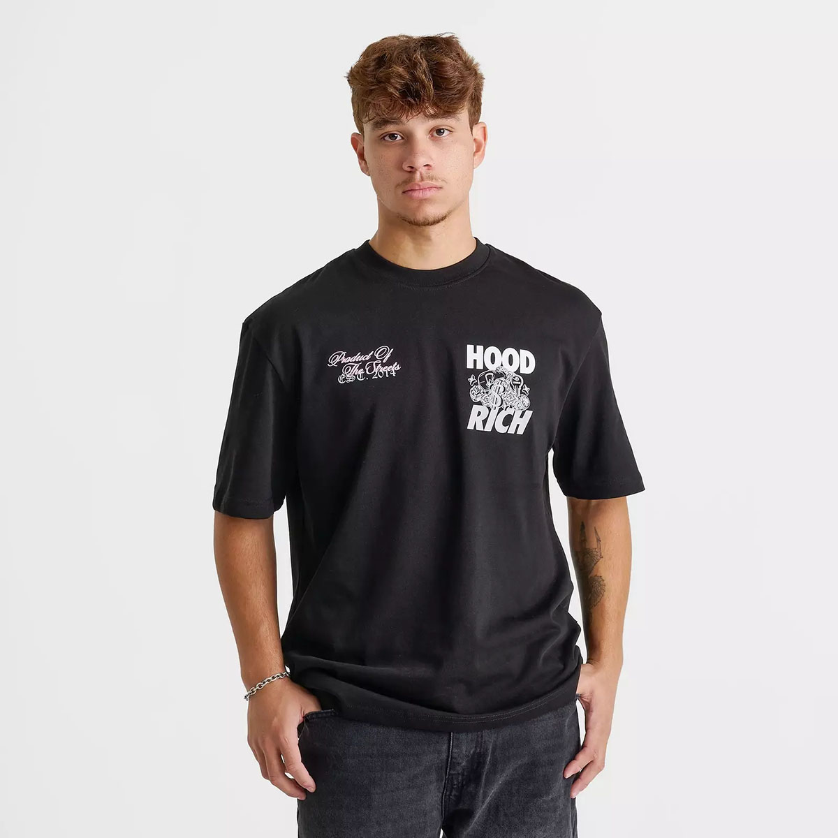 Hoodrich Flash Graphic T Shirt Black Pink 1