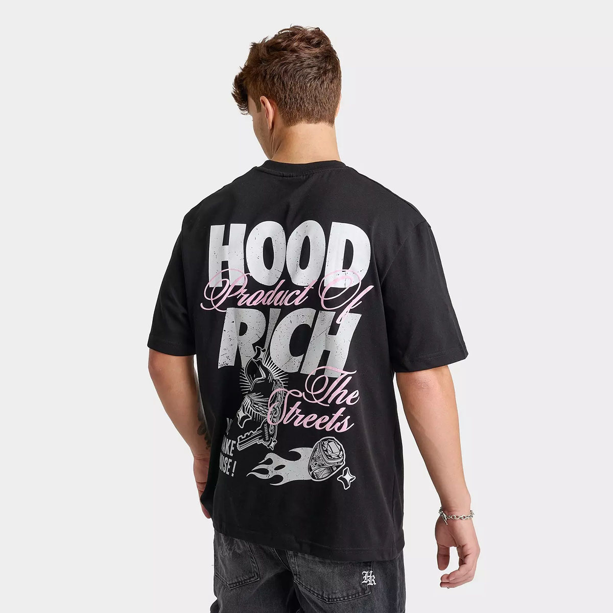 Hoodrich Flash Graphic T Shirt Black Pink 2