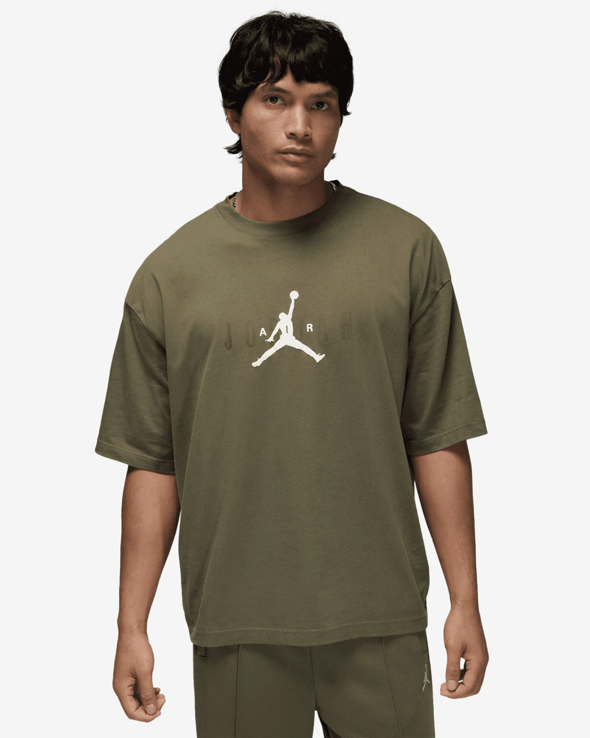 Jordan Brooklyn Air Mens Oversized T Shirt Medium Olive 1