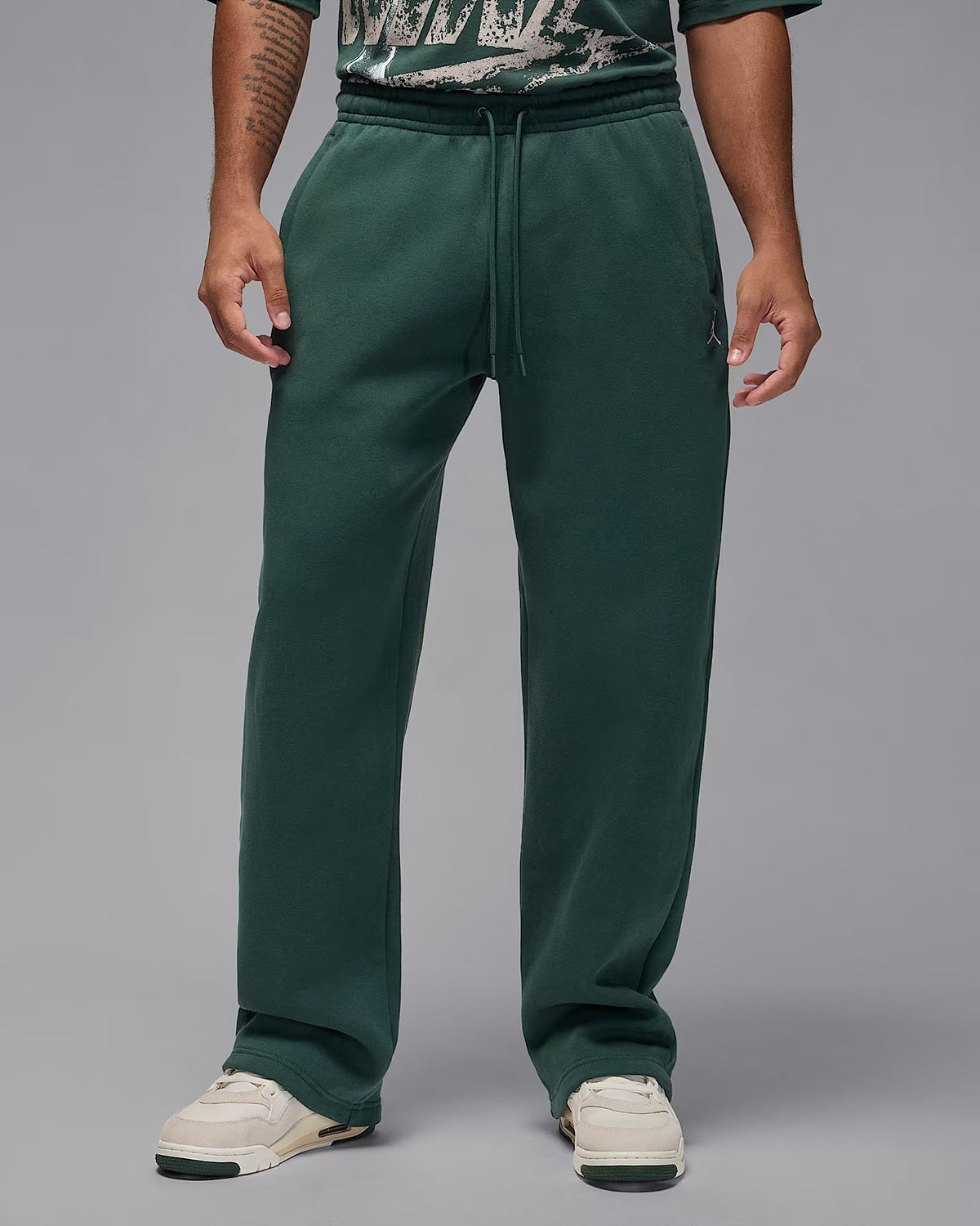Jordan Brooklyn Fleece Mens Oversized Pants Midnight Green 1