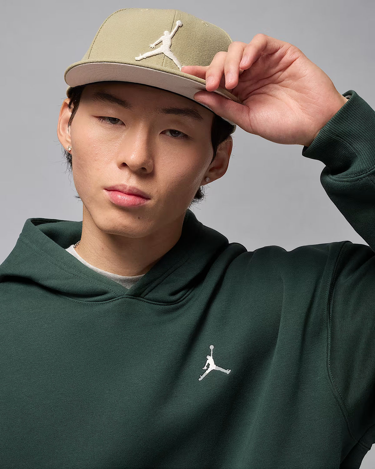 Jordan Brooklyn Fleece Mens Oversized Pullover Hoodie Midnight Green 3
