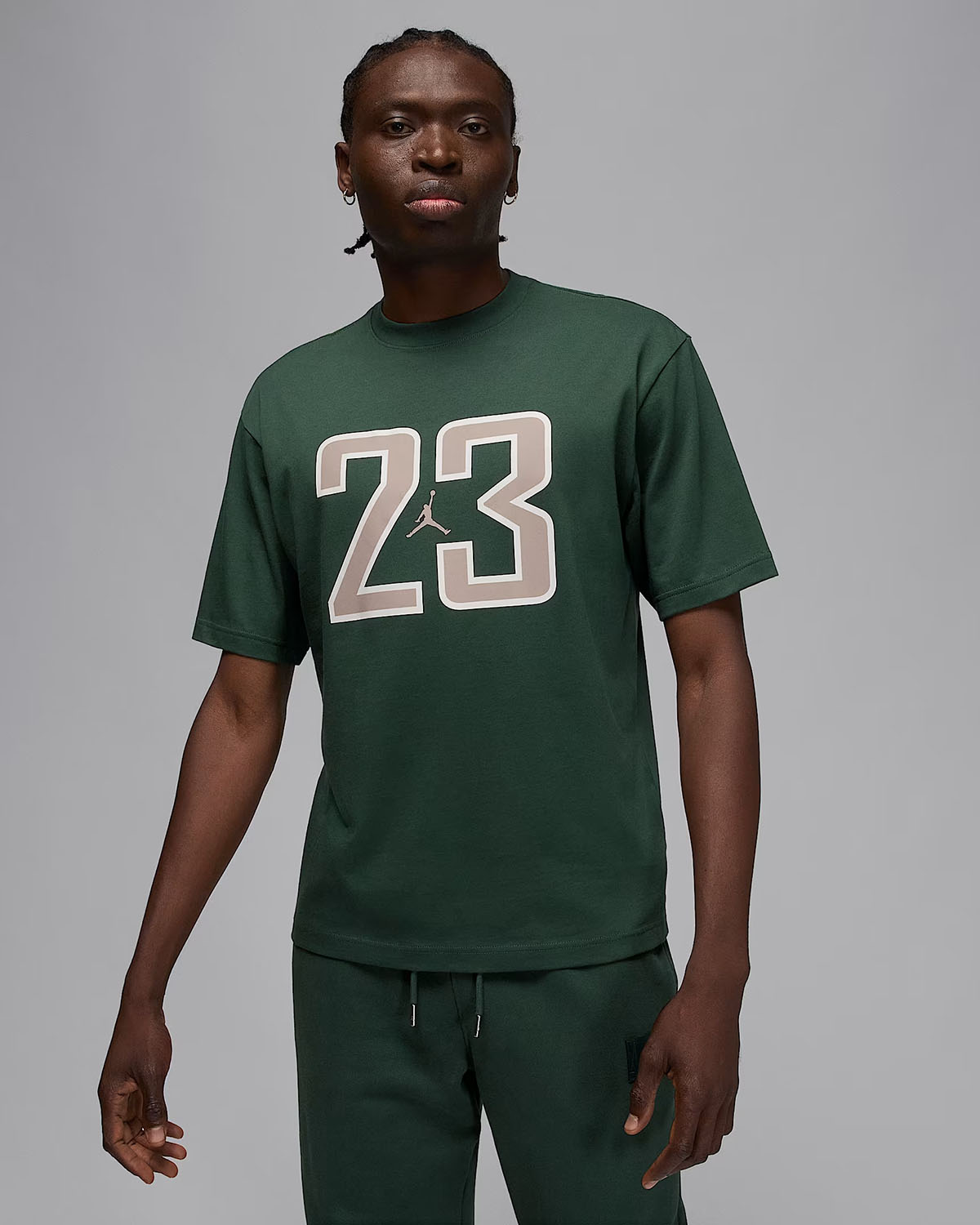 Jordan Brooklyn Mens 23 T Shirt Midnight Green Fossil Stone