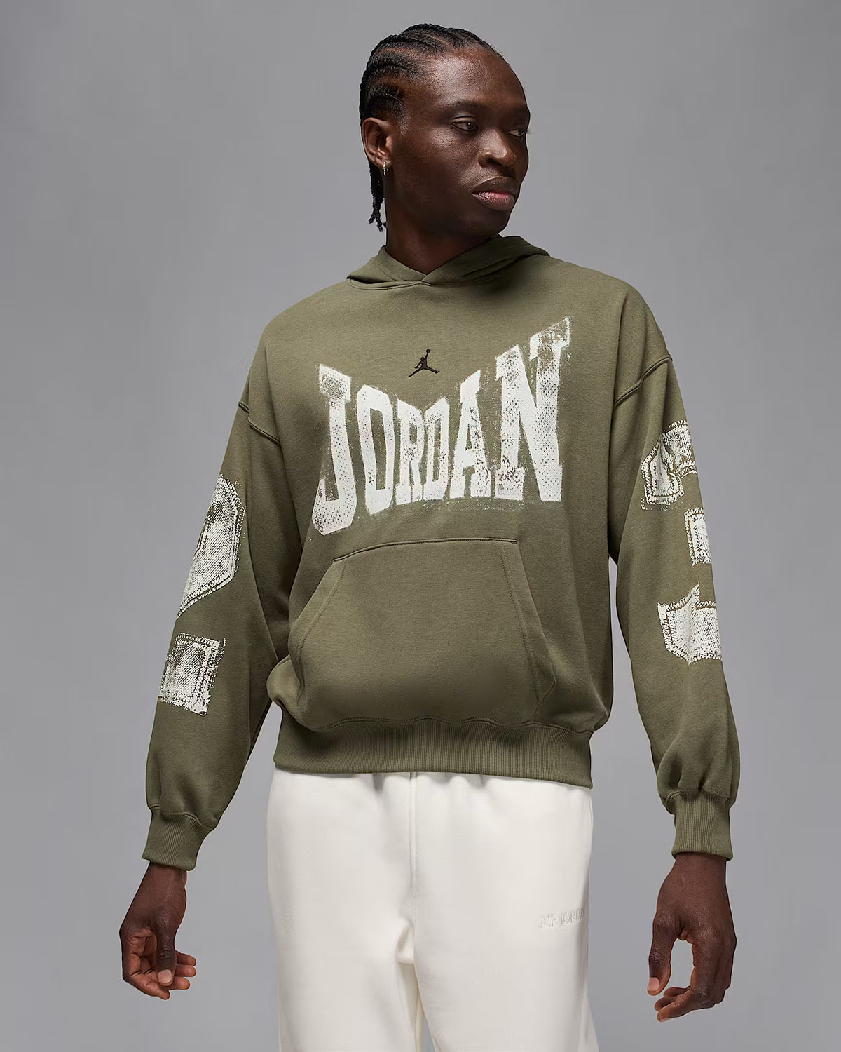 Jordan Brooklyn Mens Collegiate Pullover Hoodie Medium Olive