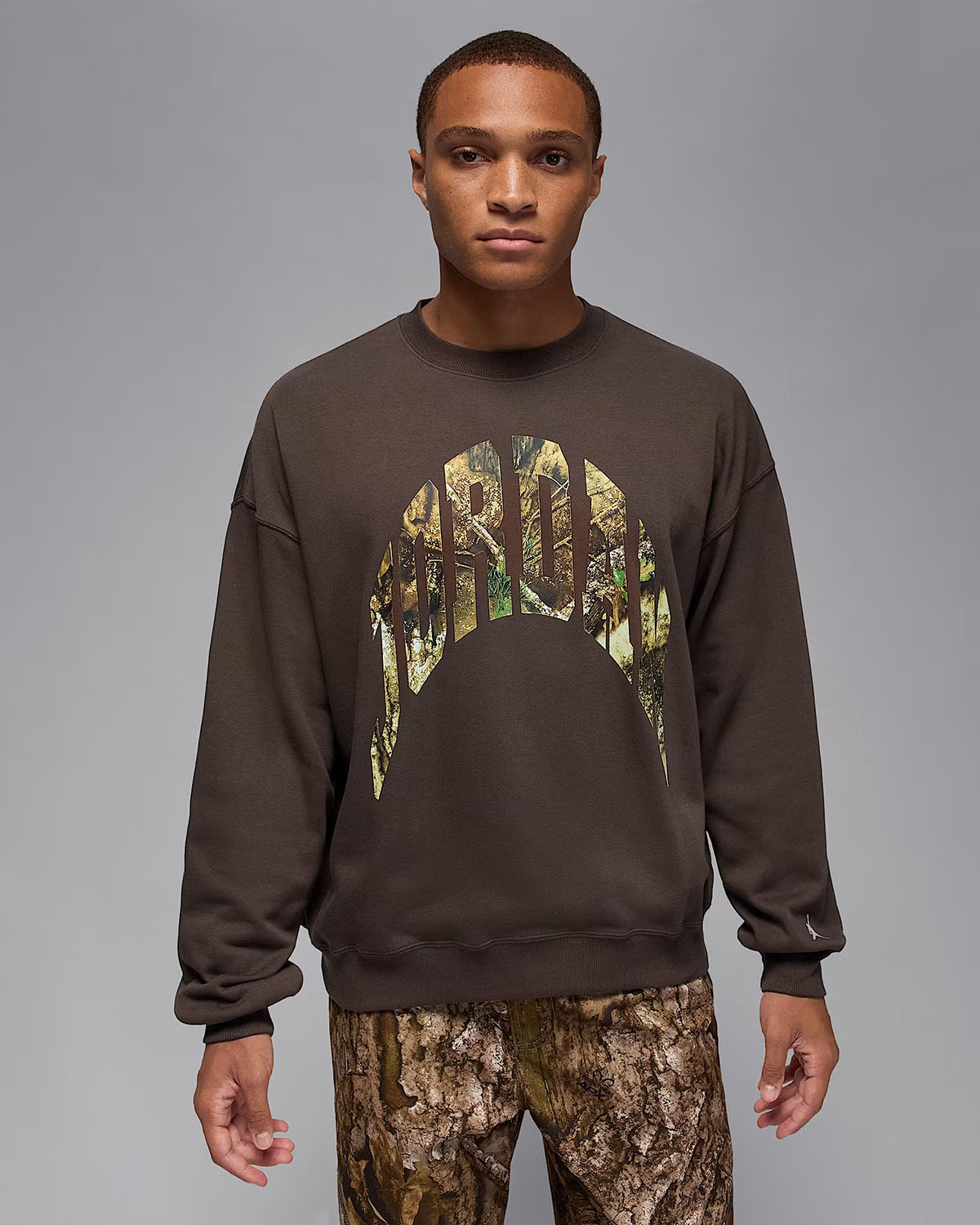 Jordan Brooklyn Mens Realtree Camo Crew Neck Sweatshirt Baroque Brown