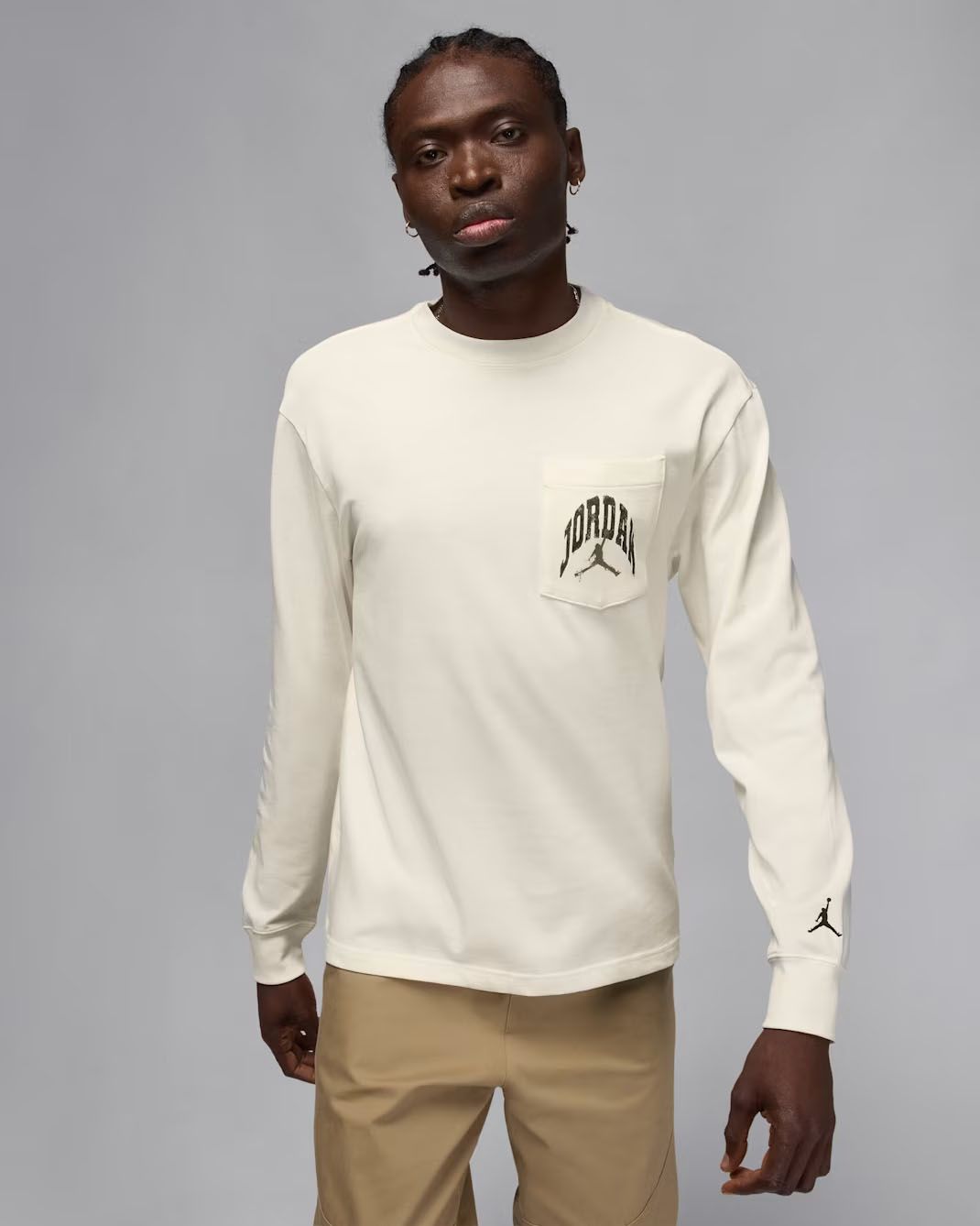 Jordan Brooklyn Mens Realtree Long Sleeve Pocket Crew Neck T Shirt Sail Medium Olive 1
