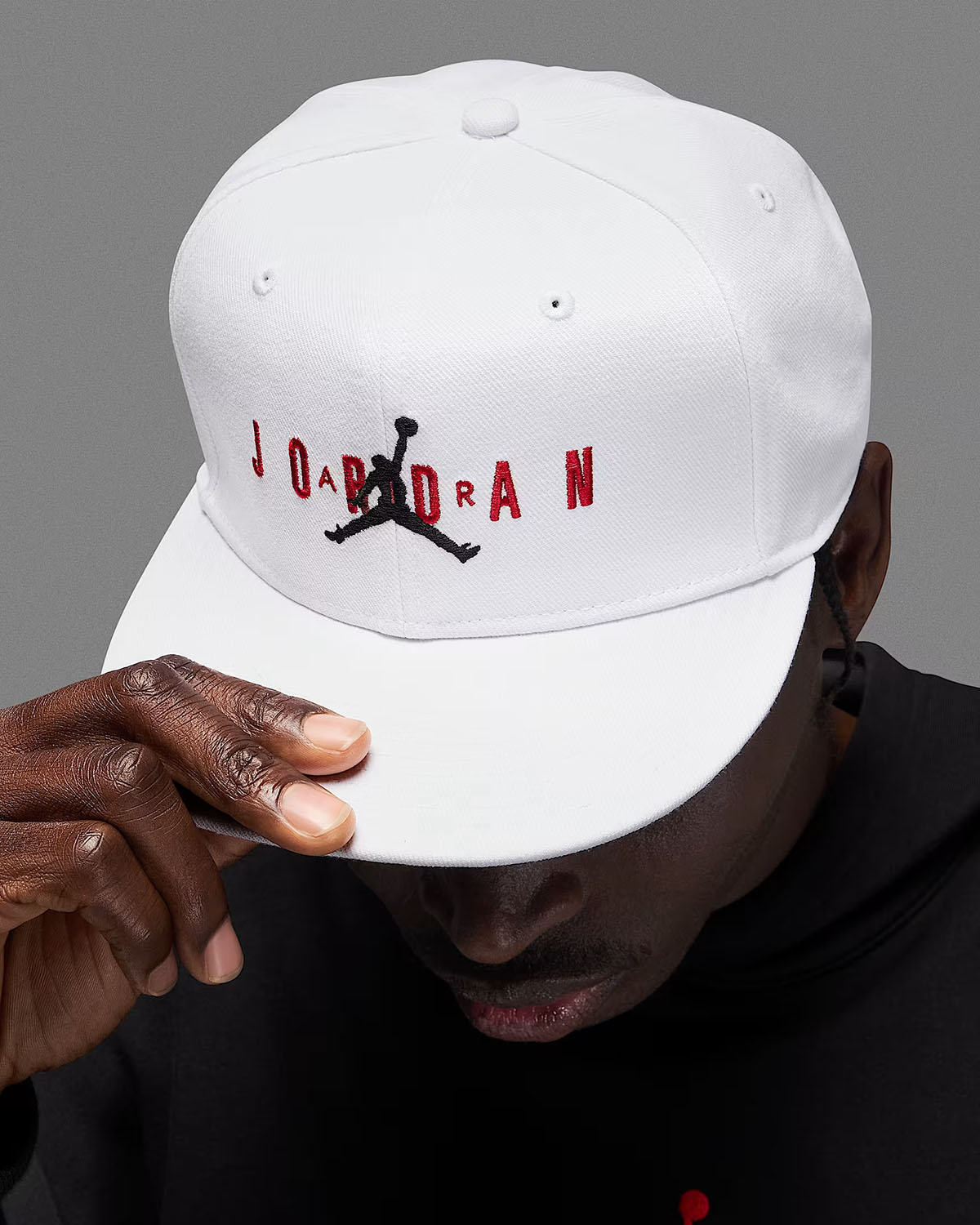 Jordan Pro Structured Snapback Hat White Red Black 3