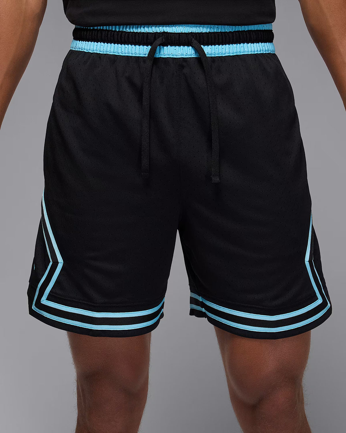 Jordan Sport Mens Dri Fit Mesh Diamond Shorts Black Blue Chill 1