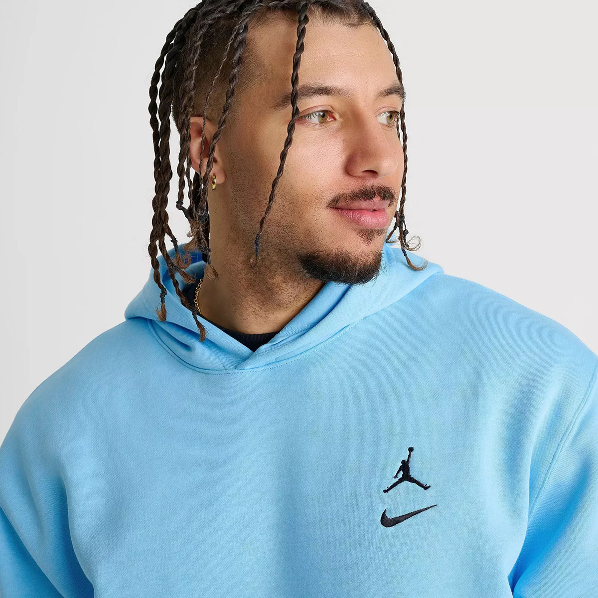 Jordan Swoosh Brooklyn Fleece Mens Pullover Hoodie Blue Chill Black 2
