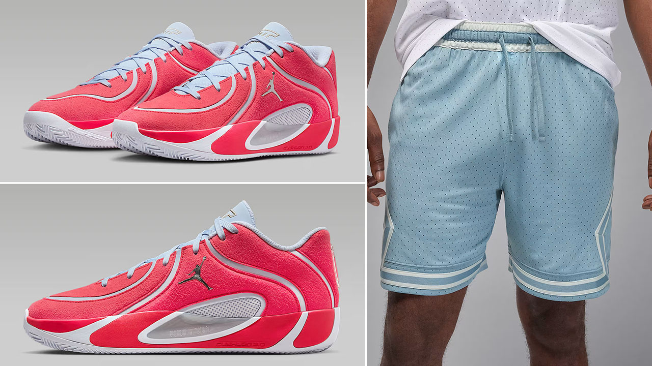 Jordan Tatum 4 St Louis Basketball Shoes x Jordan Sport Mesh Diamond Shorts Outfit