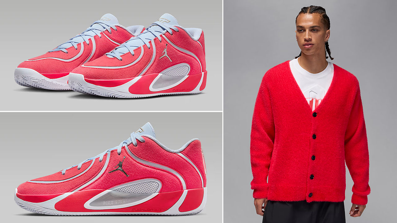 Jordan Tatum 4 St Louis Basketball Shoes x Jordan Tatum Mens Cardigan Sweater Outfit
