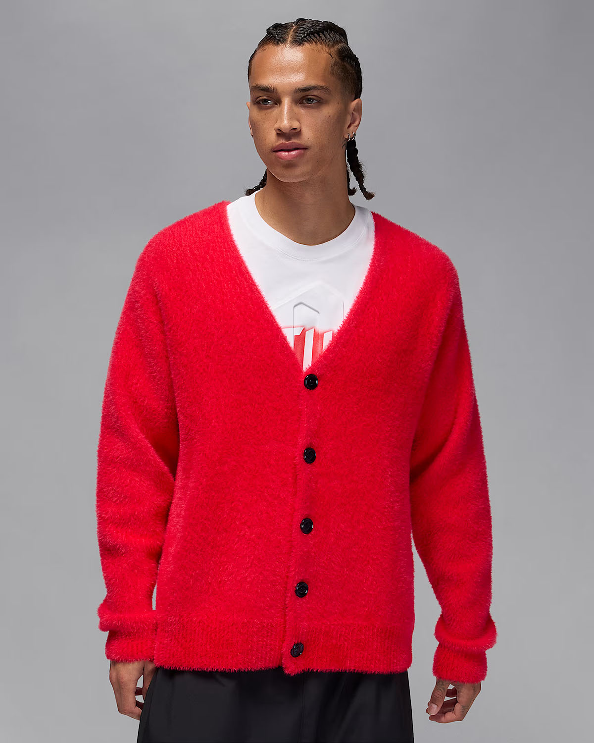Jordan Tatum Mens Red Cardigan Sweater 1