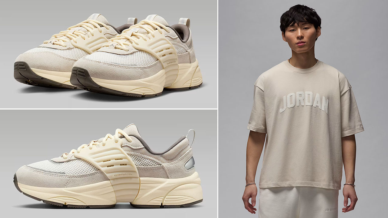 Jordan Trunner OS Light Orewood Brown Mens Shoes x Jordan Flight Essentials Mens Boxy T Shirt Outfit