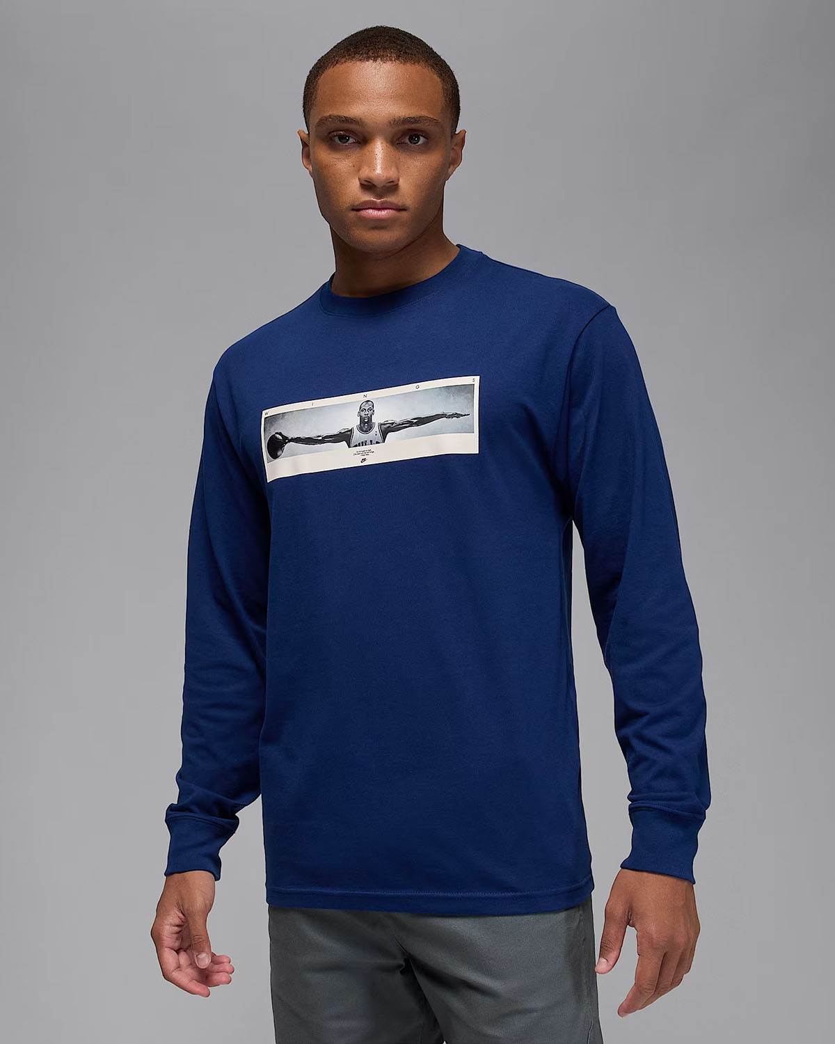 Jordan Wings Graphic Men's Long Sleeve T Shirt Blue Void 1