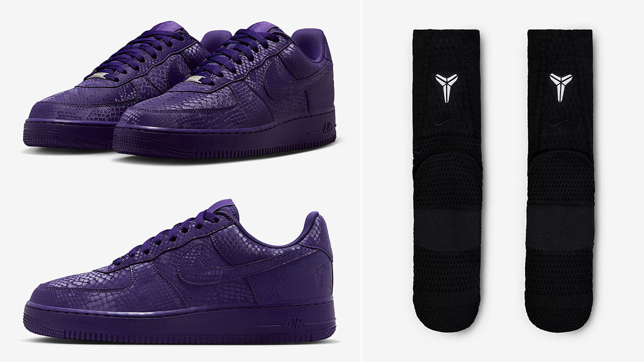 Kobe Bryant Nike Air Force 1 Low Shoes x Nike Kobe Unicorn Black Crew Socks
