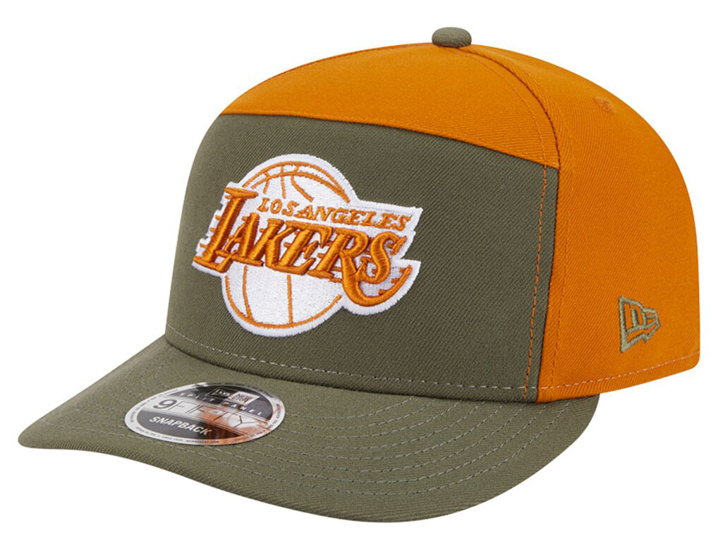 Los Angeles Lakers New Era Two Tone Color Pack Split Panel 9FIFTY Snapback Hat Olive Burnt Orange
