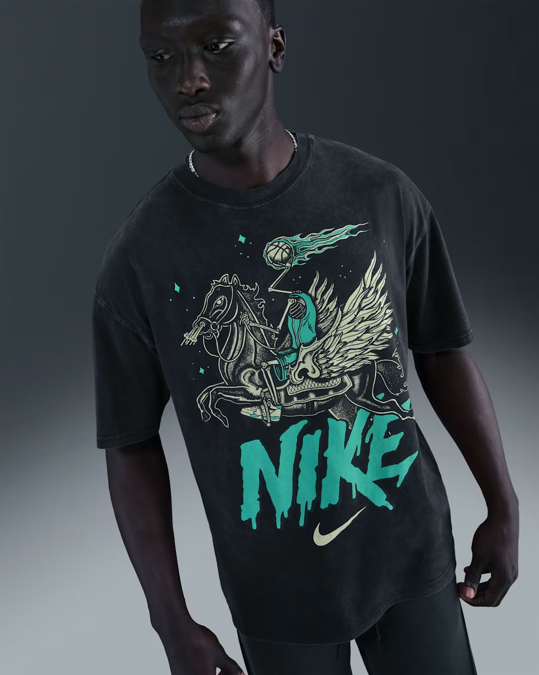 NIke Basketball Mens Max90 Haloween T Shirt Black Green