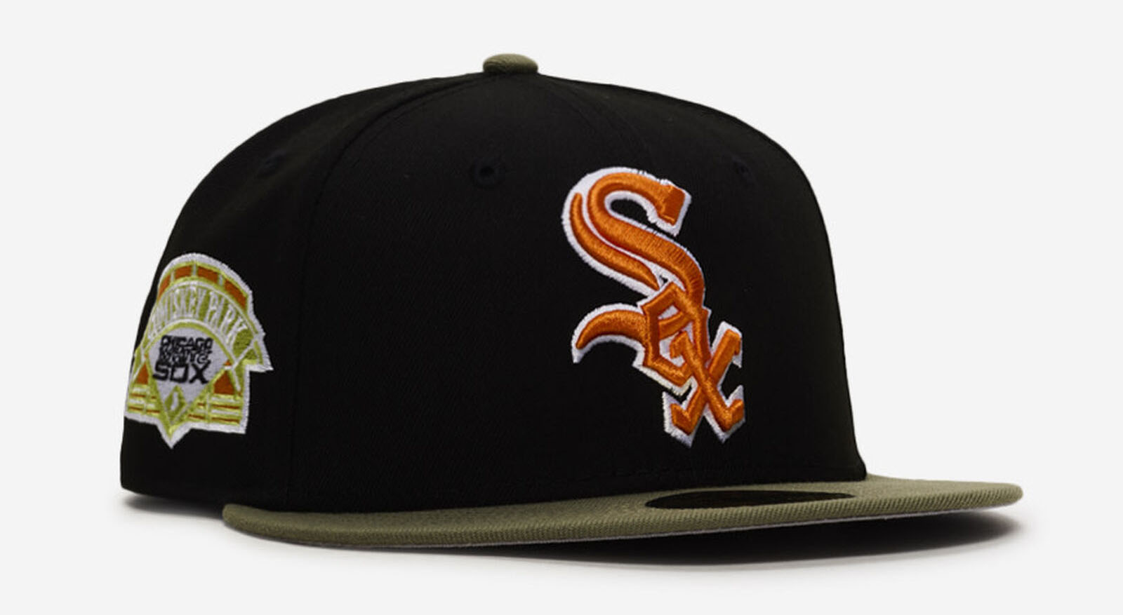 New Era Chicago White Sox Black Olive Green Orange Fitted Hat 59FIFTY Cap