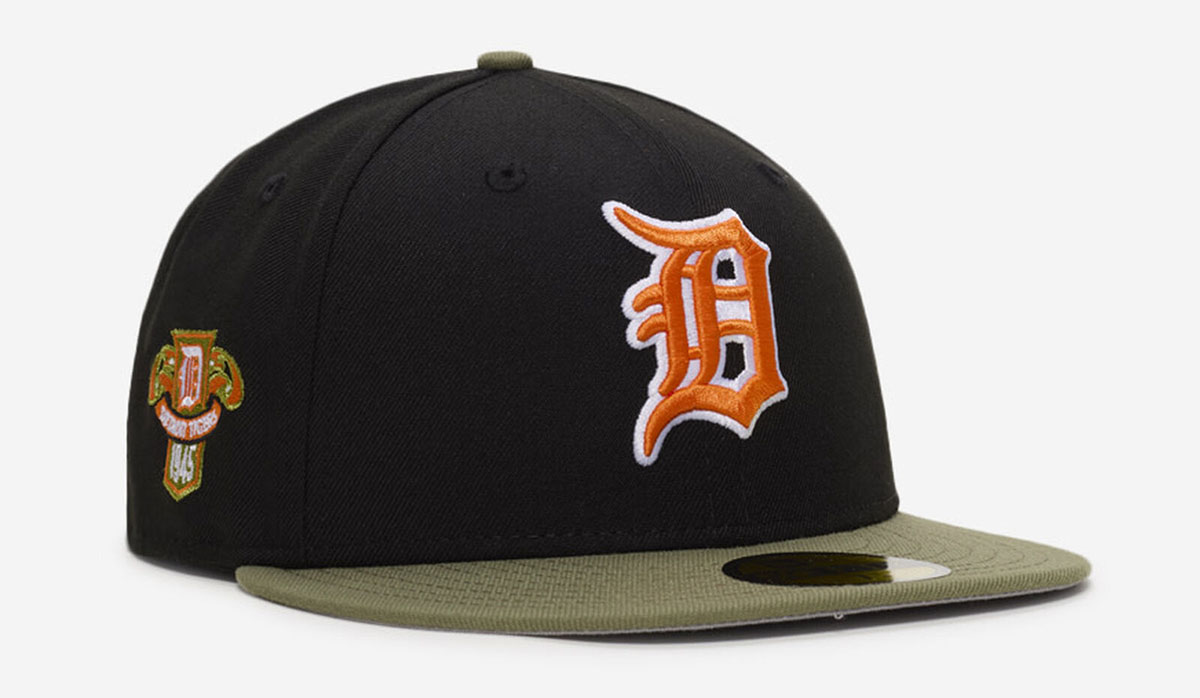 New Era Detroit Tigers Black Olive Green Orange Fitted Hat 59FIFTY Cap