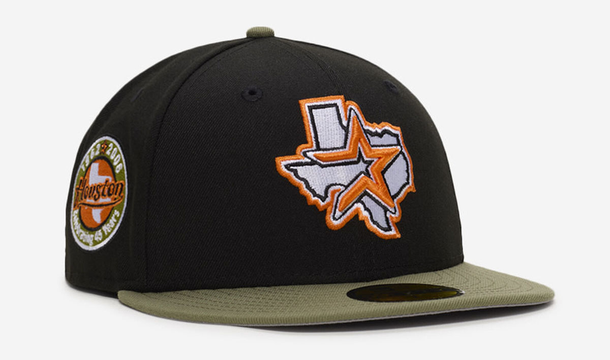 New Era Houston Astros Black Olive Green Orange Fitted Hat 59FIFTY Cap