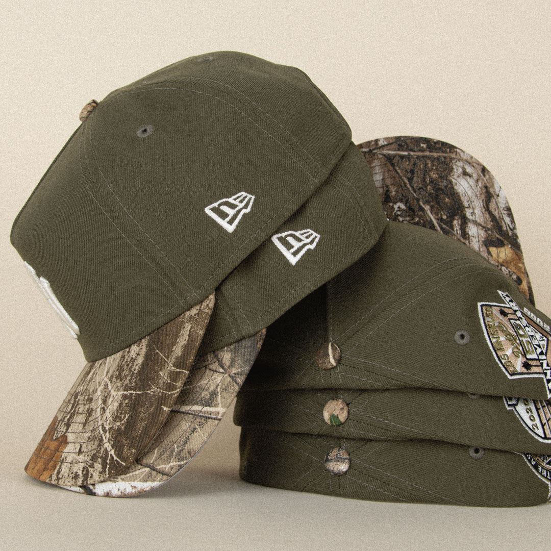 New Era Realtree Camo Olive Caps A Frame Snapback Hats 3