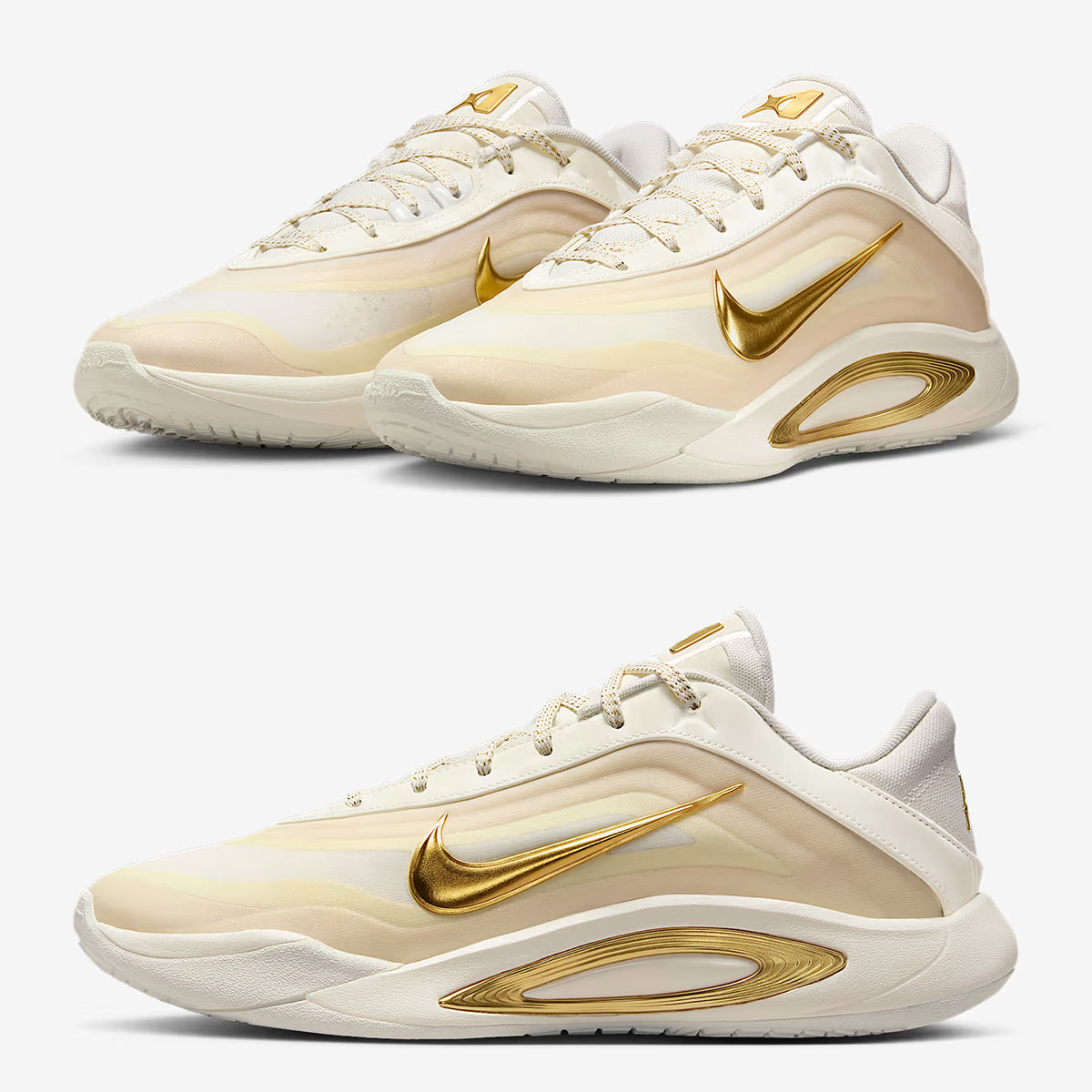 Nike A'One Dynasty Sail Metallic Gold Basketball Shoes FZ8605-102