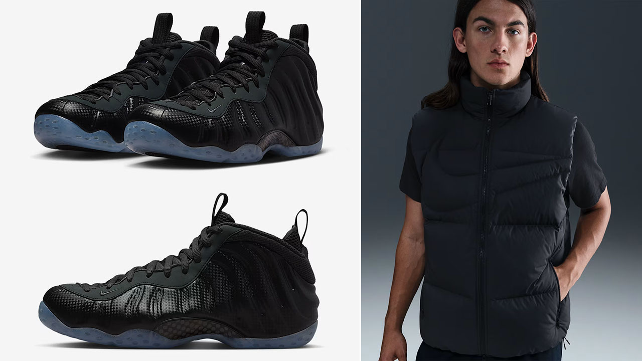 Nike Air Foamposite One Carbon Fiber x Nike Sportswear Club Mens Therma FIT Loose Vest Outfit